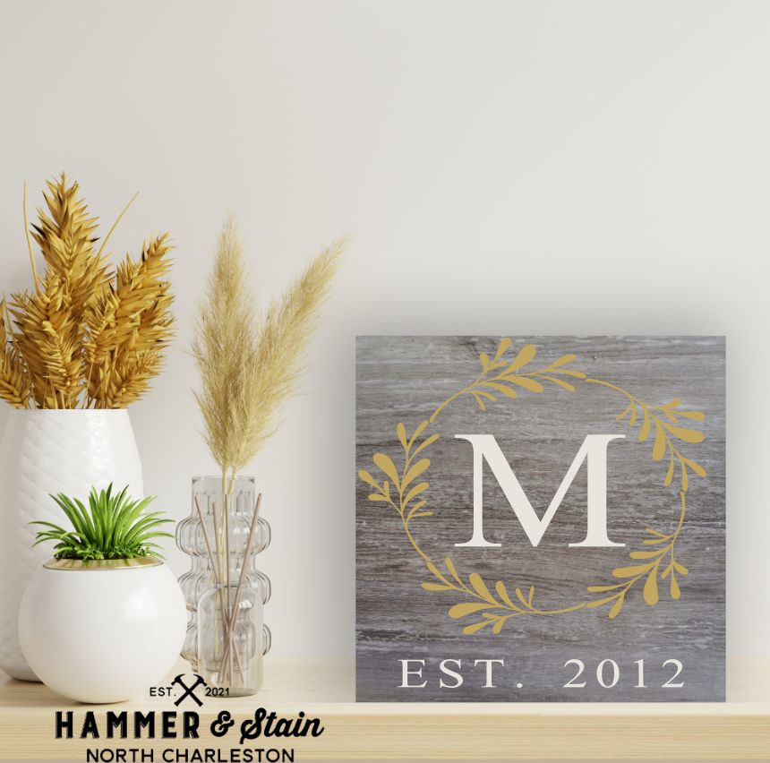 monogram wreath and est dATE